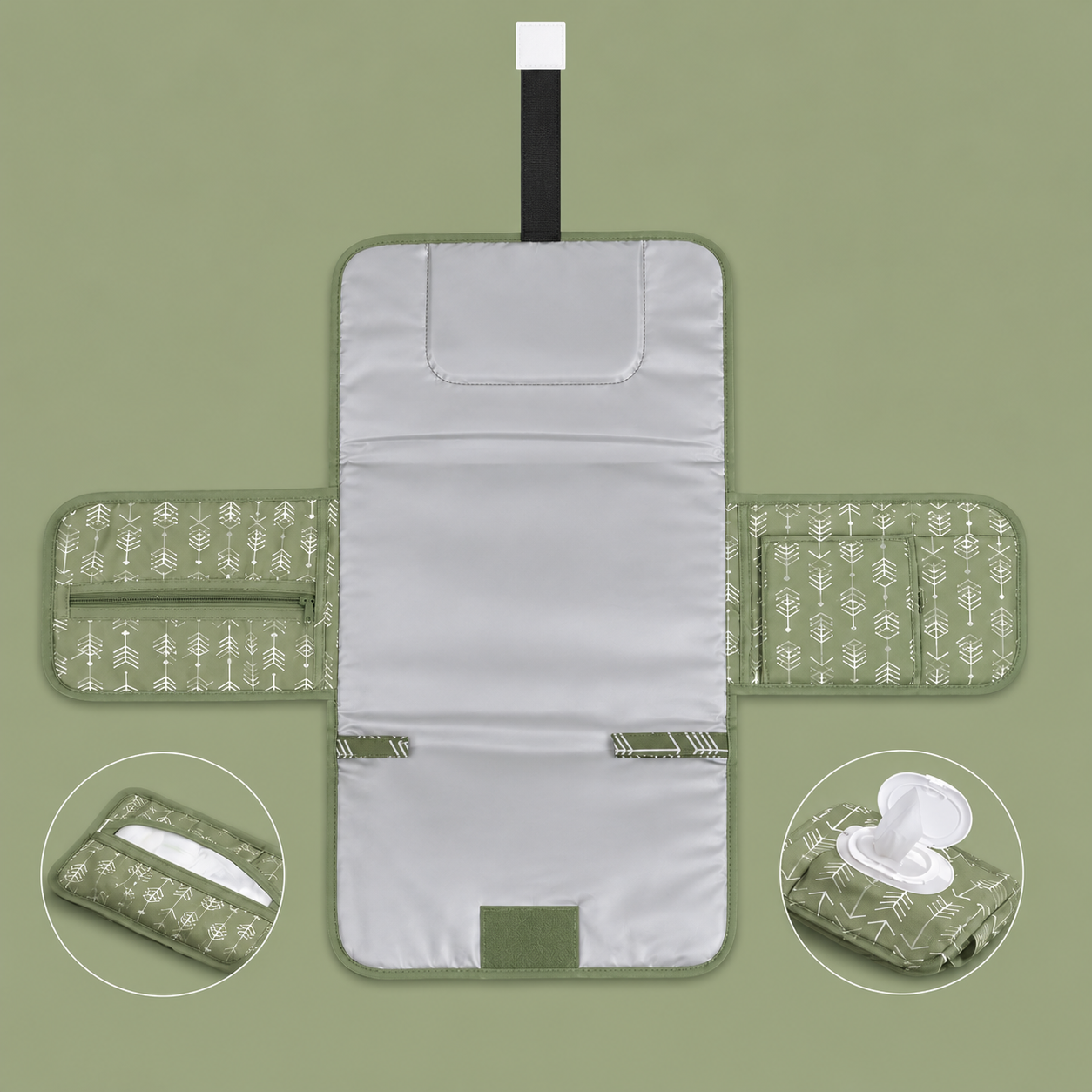 Oxford Black Portable Baby Changing Pad